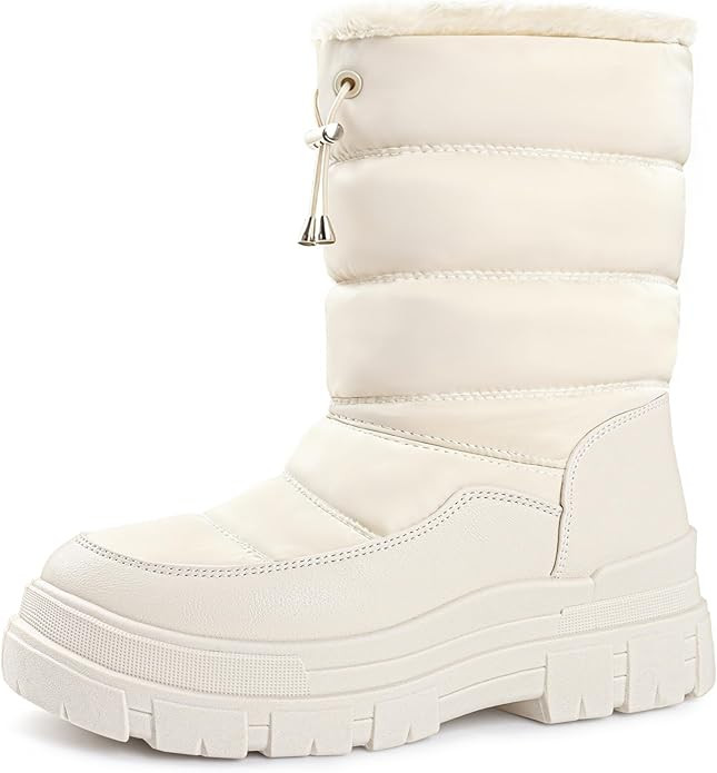 Winter Boots for Women Waterproof, Snow Boots for Women, Womens Mid Calf Low Heel Zip Up Anti-Sli... | Amazon (US)