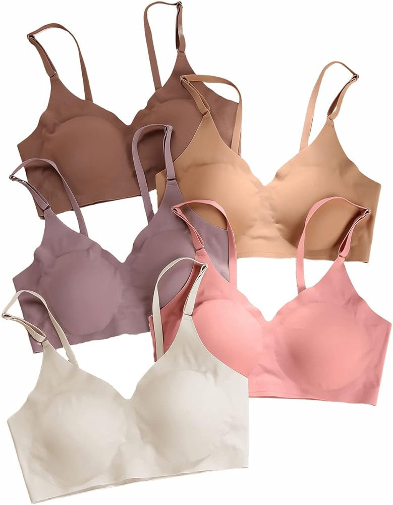 Verdusa Women's 5Pack Padded Seamless Bralettes Bra Camisole Top Everyday Bras | Amazon (US)