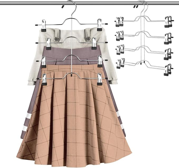 DOIOWN Skirt Hangers 4 Tier Pants Hangers Space Saving Hangers Closet Organizer for Skirt, Pants(... | Amazon (US)