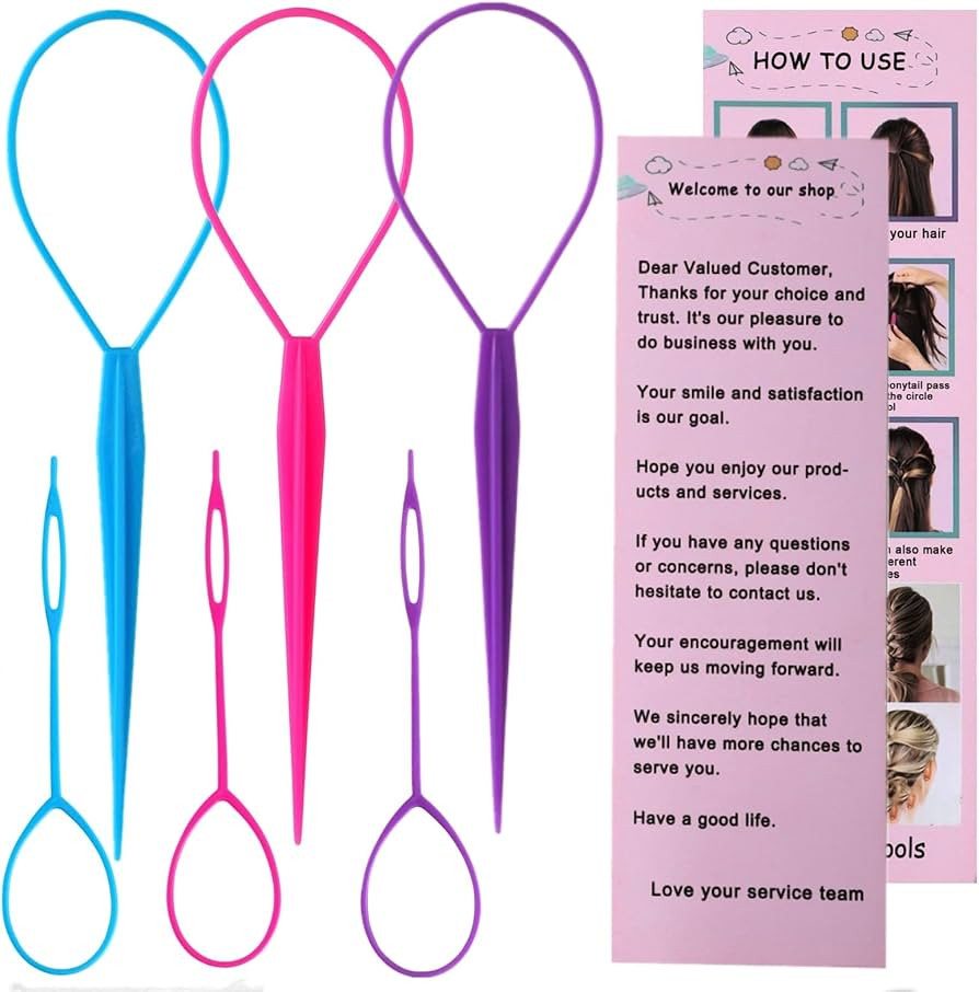 Aigee 6pcs Topsy Tail and Hair Loop Styling Tool Set - Ponytail Makers, French Braid Loops in Lar... | Amazon (US)