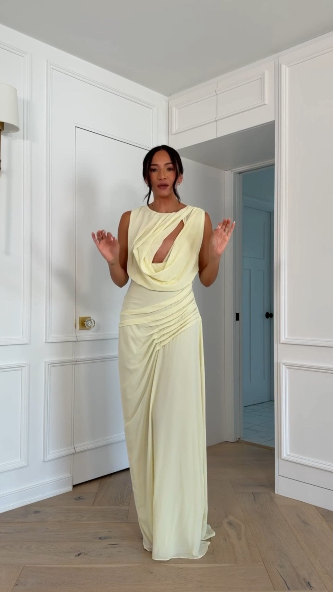 Summer wedding guest dress 💛 The silhouette of this dress is so flattering and unique! Wearing size Small butter yellow maxi dress 

event dress, wedding guest dress, cocktail dress, black tie dress, wedding guest dress summer, summer dresses

#LTKWedding