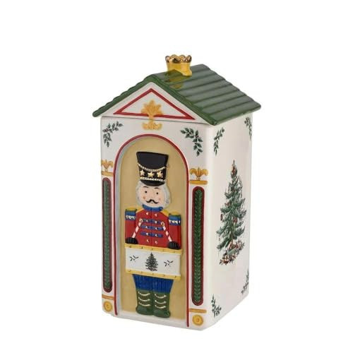 Spode Christmas Tree Nutcracker Cookie Jar - 12" Earthenware Festive Cookie Jar with Lid for Christmas Treats - Decorative Candy Jar for Kitchen Counter, Holiday Cookie Container, Seasonal Home Decor | Amazon (US)