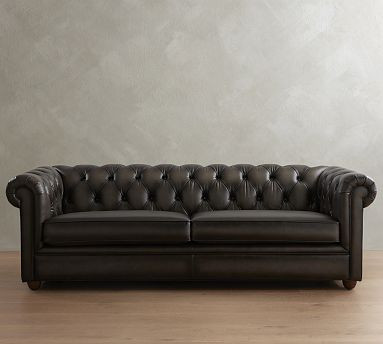 Chesterfield Roll Arm Leather Sofa (65"–96") | Pottery Barn (US)