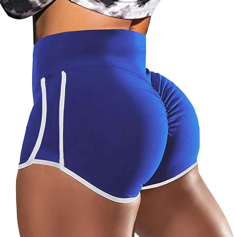 Yoga Shorts High Rise Solid Stretchy Workout Shorts Tummy Control Loose Fit Athletic Sports Women... | Amazon (US)