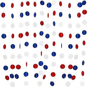 4Pcs Red White Blue Patriotic Circle Dots Garland, 4th of July Garland Decorations, Red White Blu... | Amazon (US)