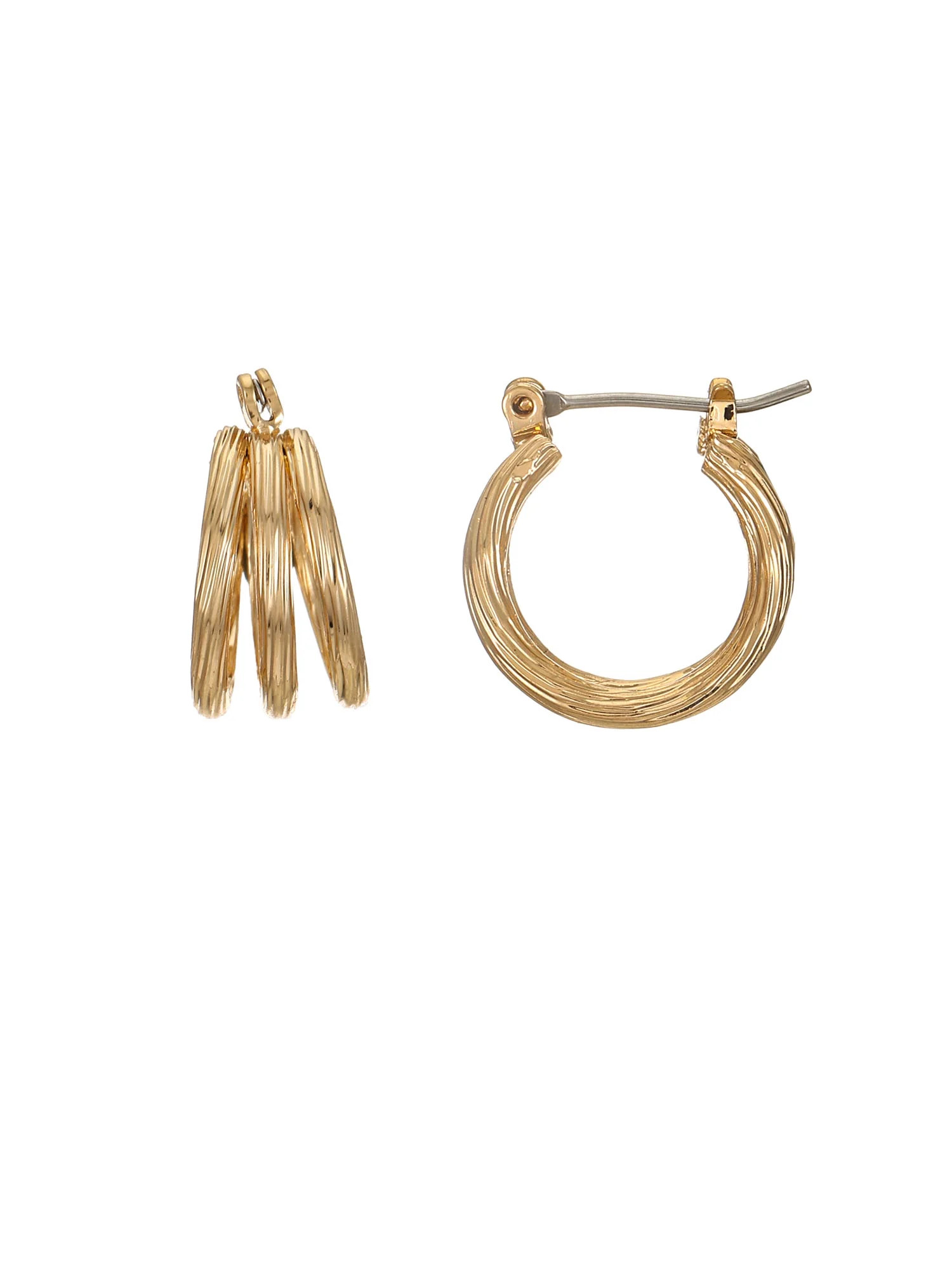 Time and Tru Small Triple Layer Gold Hoop for Women, Twisted Gold | Walmart (US)