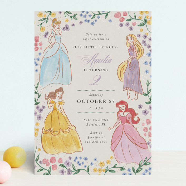 "Disney Princess Garden Party" - Customizable Foil-pressed Children's Birthday Party Invitations ... | Minted