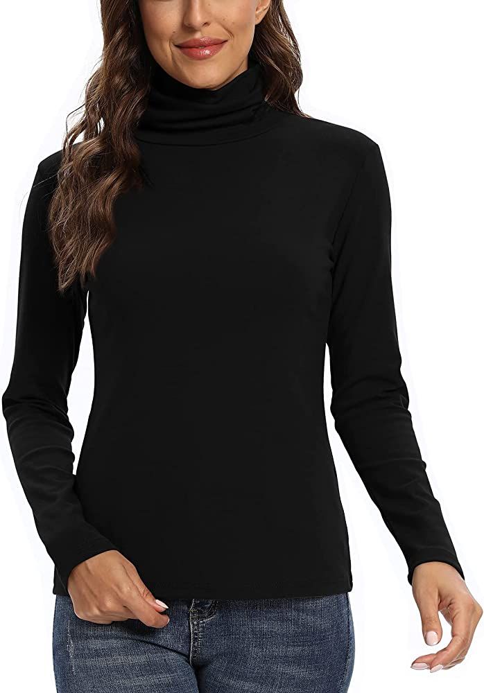 LOVFEE Women's Soft Long Sleeve Basic Turtleneck Slim Tops | Amazon (US)