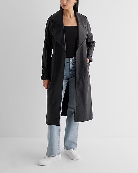 Faux Leather Belted Trench Coat | Express