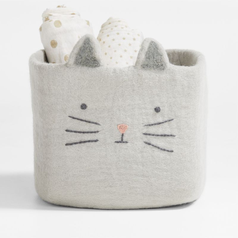 Cat Felt Kids Shelf Storage Bin + Reviews | Crate & Kids | Crate & Barrel