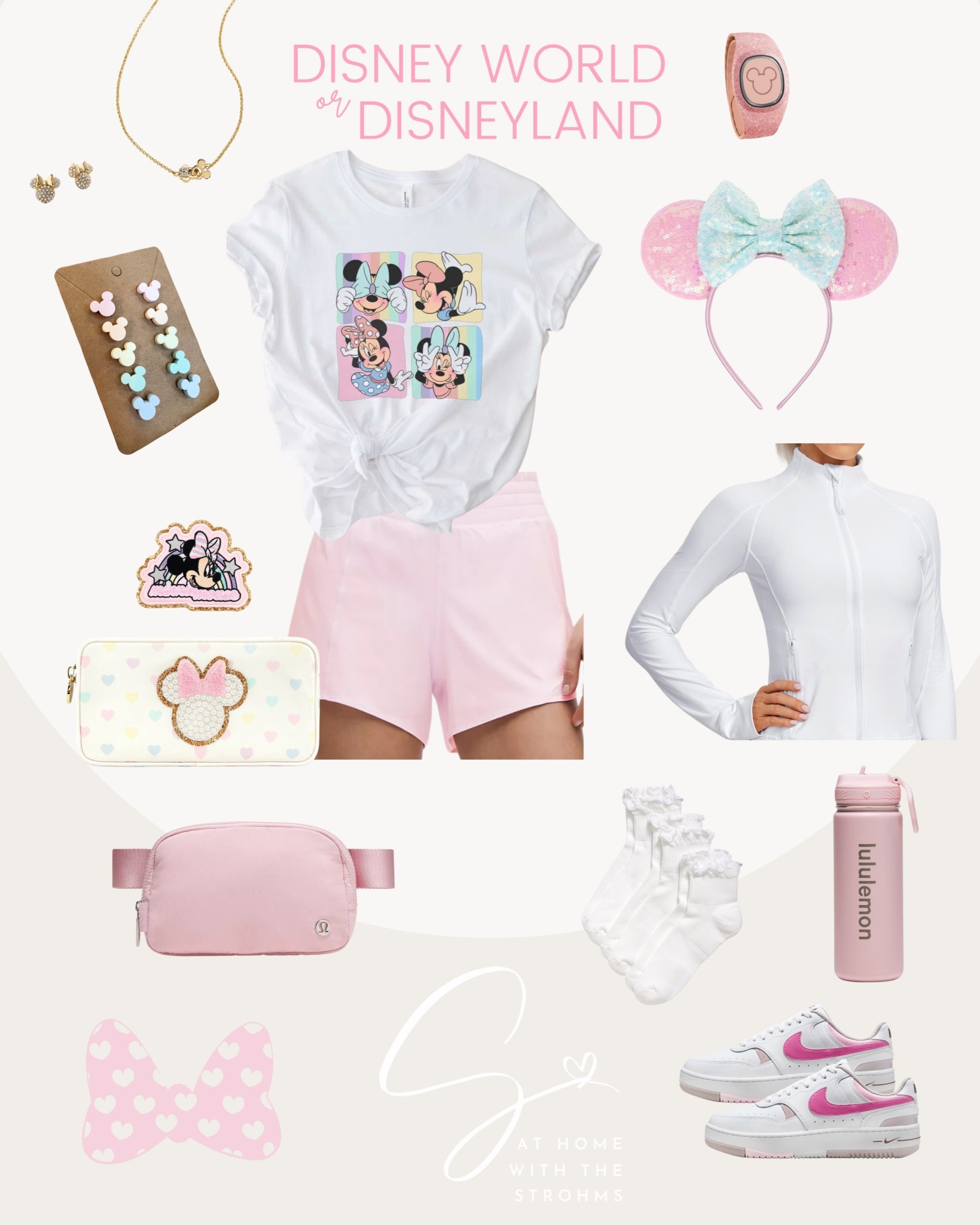 A pink Minnie Mouse-inspired outfit, perfect for your next Disney park day! 💖 Featuring pieces from Baublebar, Etsy, Stoney Clover Lane, Lululemon, Old Navy, Disney Store, Amazon & Nike. ✨

#LTKfamily #LTKtravel #ShopTheLook

#LTKActive #LTKShoeCrush #LTKTravel