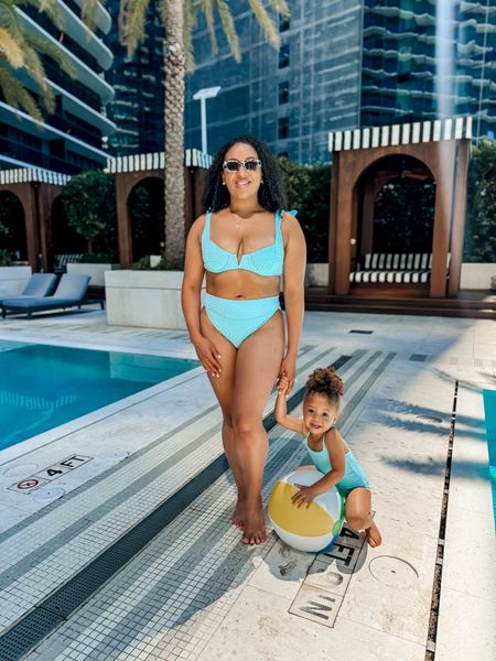 Mommy and me swim all summer long! We’re twin blue flames in our matching @BeachRiot swimwear. 🩵 

#LTKMidsize #LTKStyleTip #LTKSeasonal