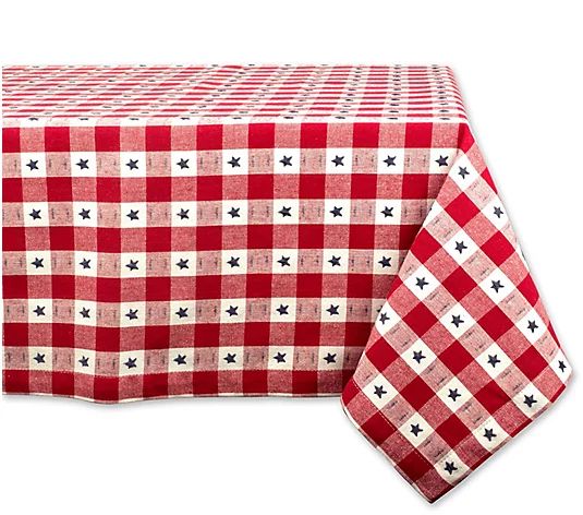 Design Imports Star Check Woven Tablecloth 60"x 84" - QVC.com | QVC
