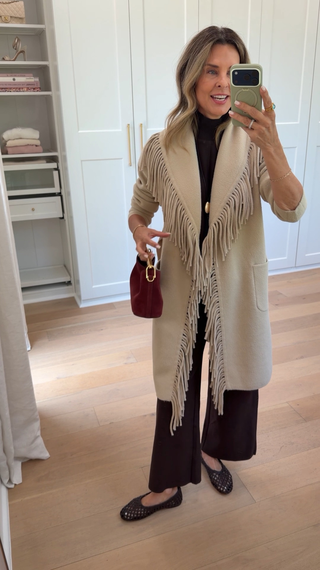 I’m 5’6’’ 
-top and pants size XS ON SALE TODAY ONLY use code FALLREADY20 at @Splendid on full price items sitewide
-fringe jacket, necklace, & shoes @Anthropologie

#LTKootd #LTKOver40 #LTKSeasonal