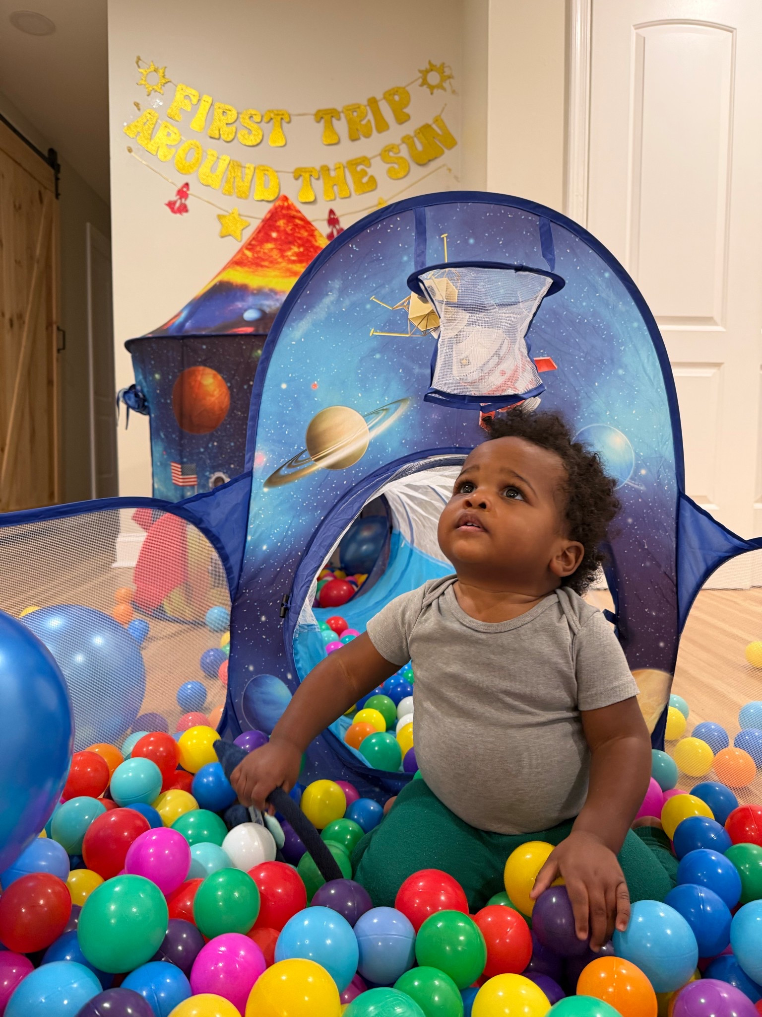 My baby turned 1 today and our first birthday party theme was:
First Trip Around The Sun ☀️ 🚀

All of the kids had so much fun in this ball pit with the tunnel and tent! 

#LTKKids #LTKmomlife #LTKBaby