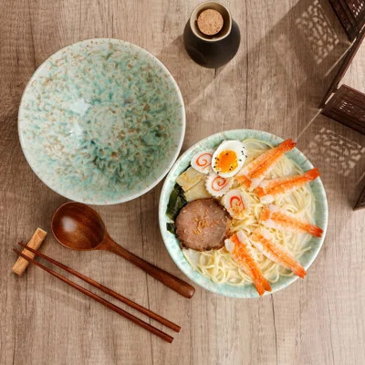 Ceramic Ramen Bowl,Pho Bowls,Japanese Noodle Udon Soup Bowls With Spoons And Chopsticks,40Oz(Forest/Set Of 2 ) | Wayfair North America