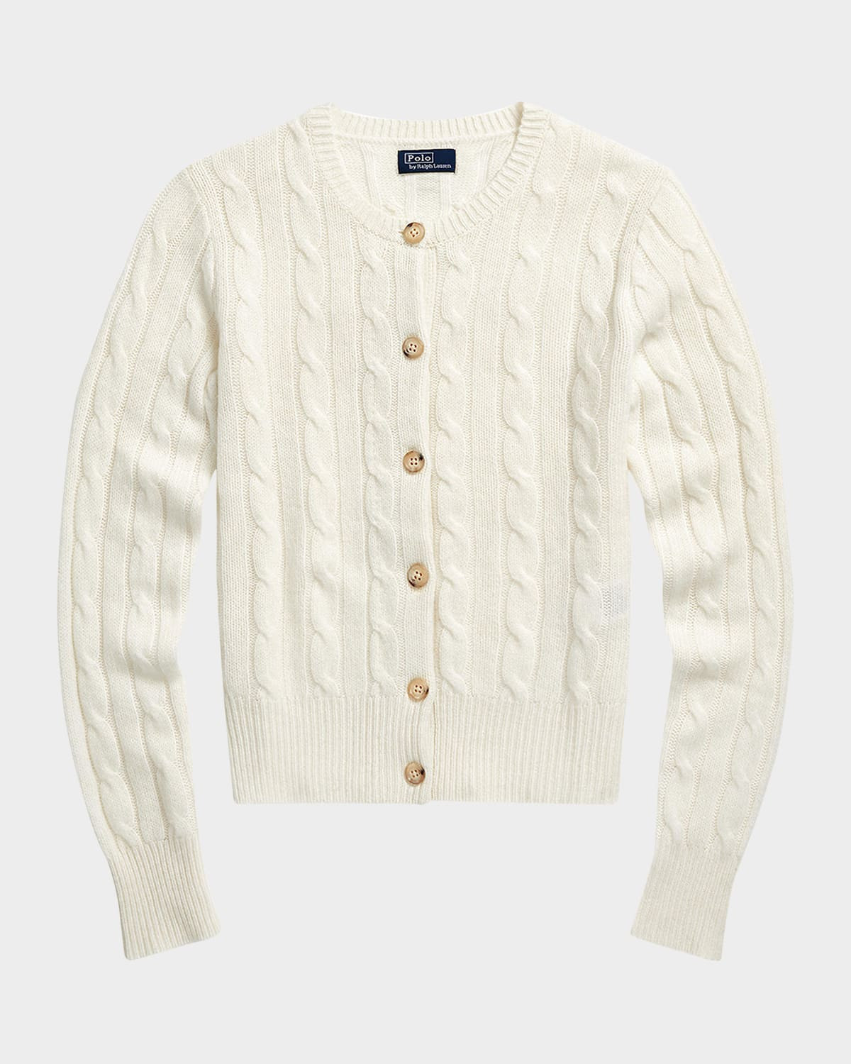 Cable-Knit Cashmere Crewneck Cardigan | Neiman Marcus