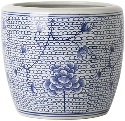 Ceramic Planter Pot Blue and White Porcelain Decorative Flower Pot for Indoor Plants Container wi... | Amazon (US)