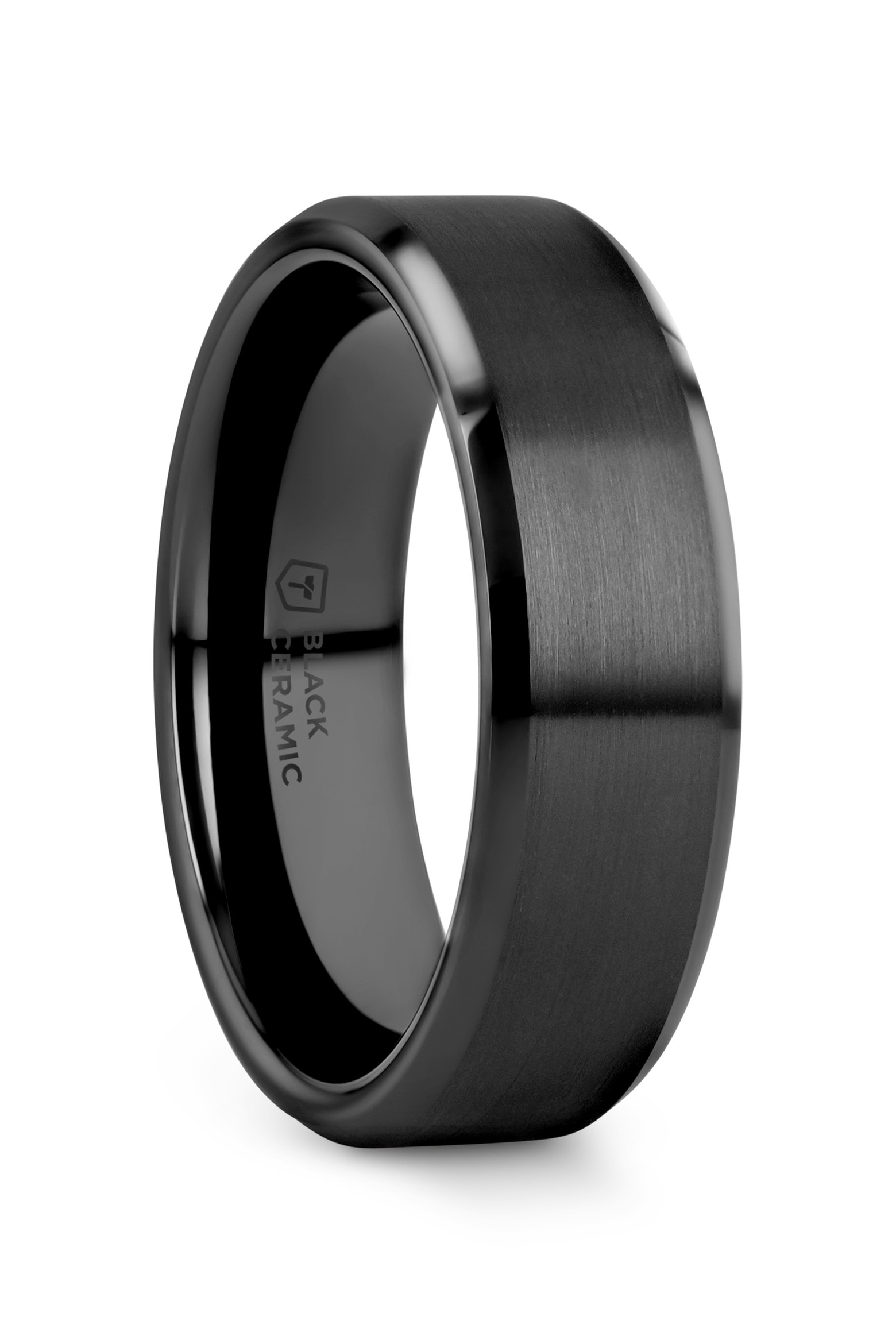 Larson Jewelers Yorkshire Brushed Ceramic Wedding Band With Polished Beveled Edges | Nordstrom | Nordstrom