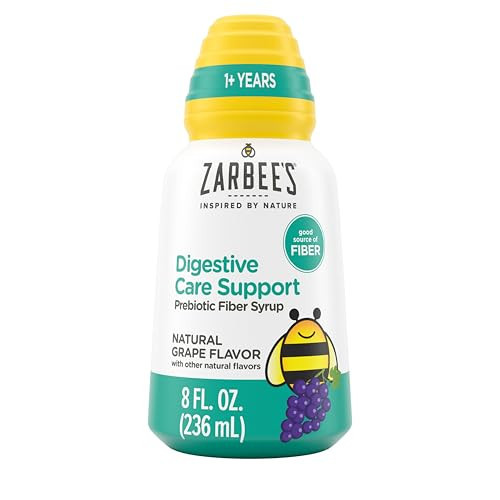 Zarbee's Children's Digestive Care Support* Prebiotic Fiber Syrup, Grape Flavor with Other Natural Flavors, Liquid Fiber for Kids, Daily Fiber Supplement + Agave, 8 fl. oz | Amazon (US)
