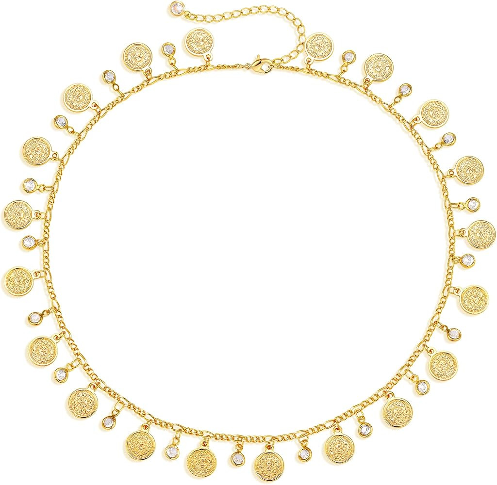 MTMY Beaded Necklaces for Women 14K Gold Plated Dainty Colorful Green/Rose Beaded Pearl Choker Ne... | Amazon (US)