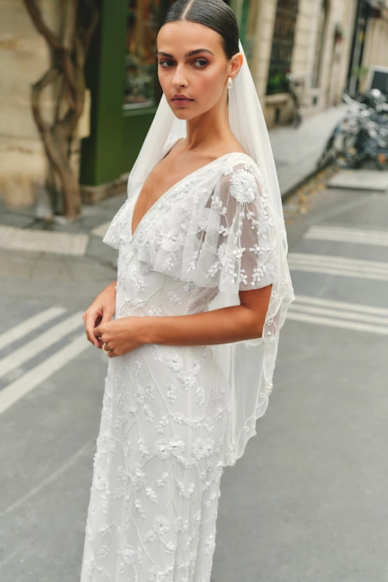 Safiya White Sequin Flutter Sleeve Maxi Dress | Lulus