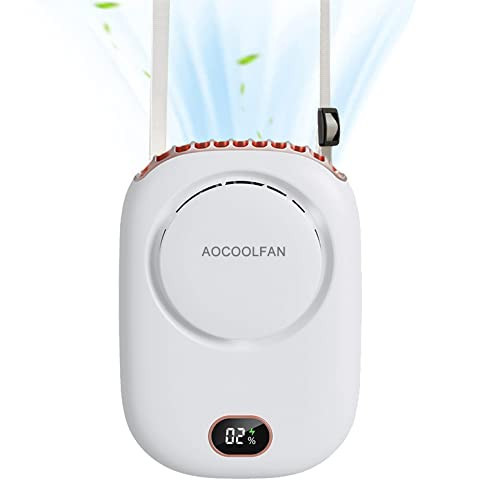 AOCOOLFAN Portable Neck Fan, Mini Small Personal Handheld Fan USB Rechargeable 3 Speed for Girls Boys Woman Eyelash Travel Home Office Outdoor (White) | Amazon (US)