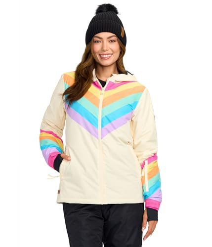 Tipsy Elves Women's Skiing Retro Rainbow Insulated Jacket Size X-Small | Amazon (US)