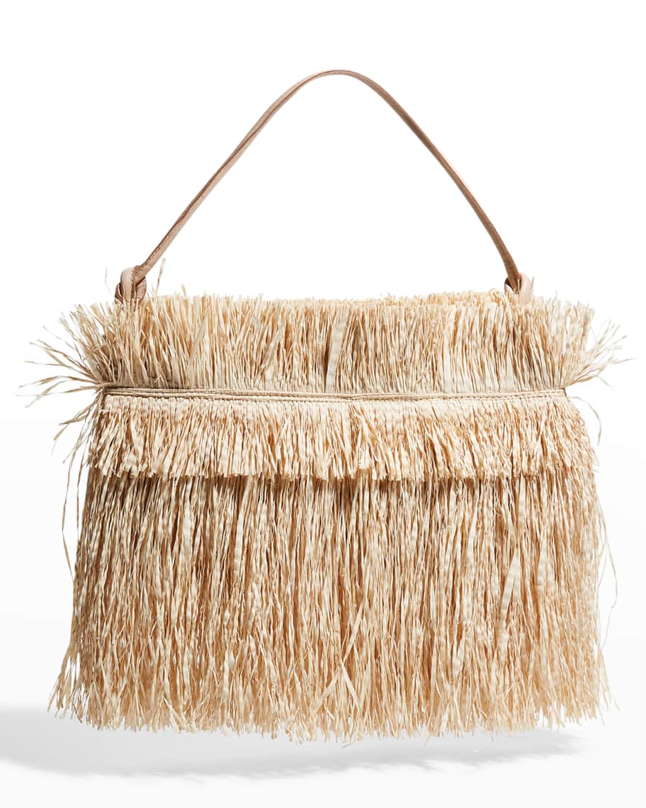 Nannacay Maia Fringe Straw Shoulder Bag | Neiman Marcus