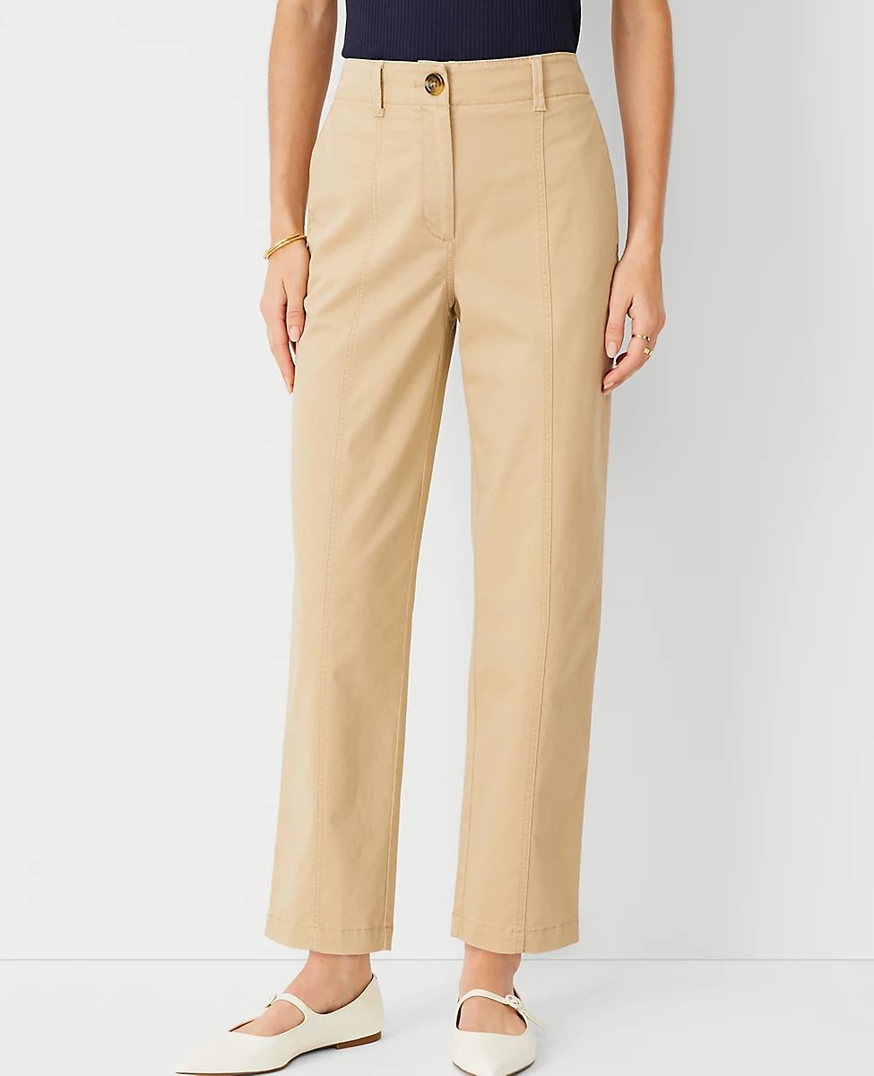 AT Weekend Seamed High Rise Straight Ankle Pants in Chino | Ann Taylor (US)