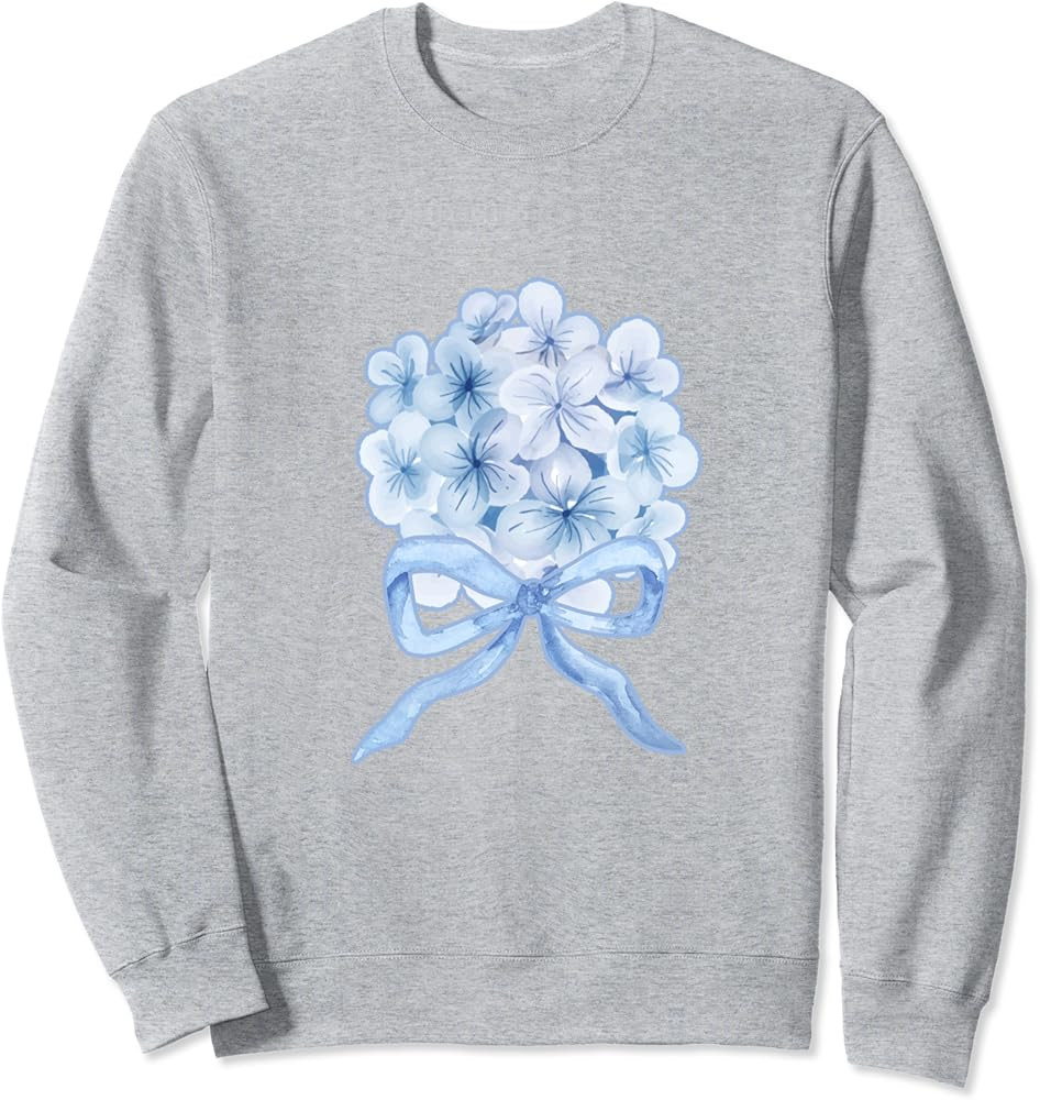 Grandmillennial Blue Hydrangea Bow Sweatshirt | Amazon (US)