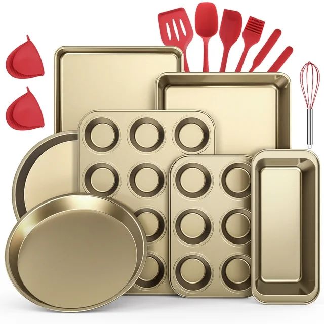 Nonstick Bakeware Sets with Baking Pans Set, 16 Piece Baking Set with Muffin Pan, Cake Pan & Cook... | Walmart (US)