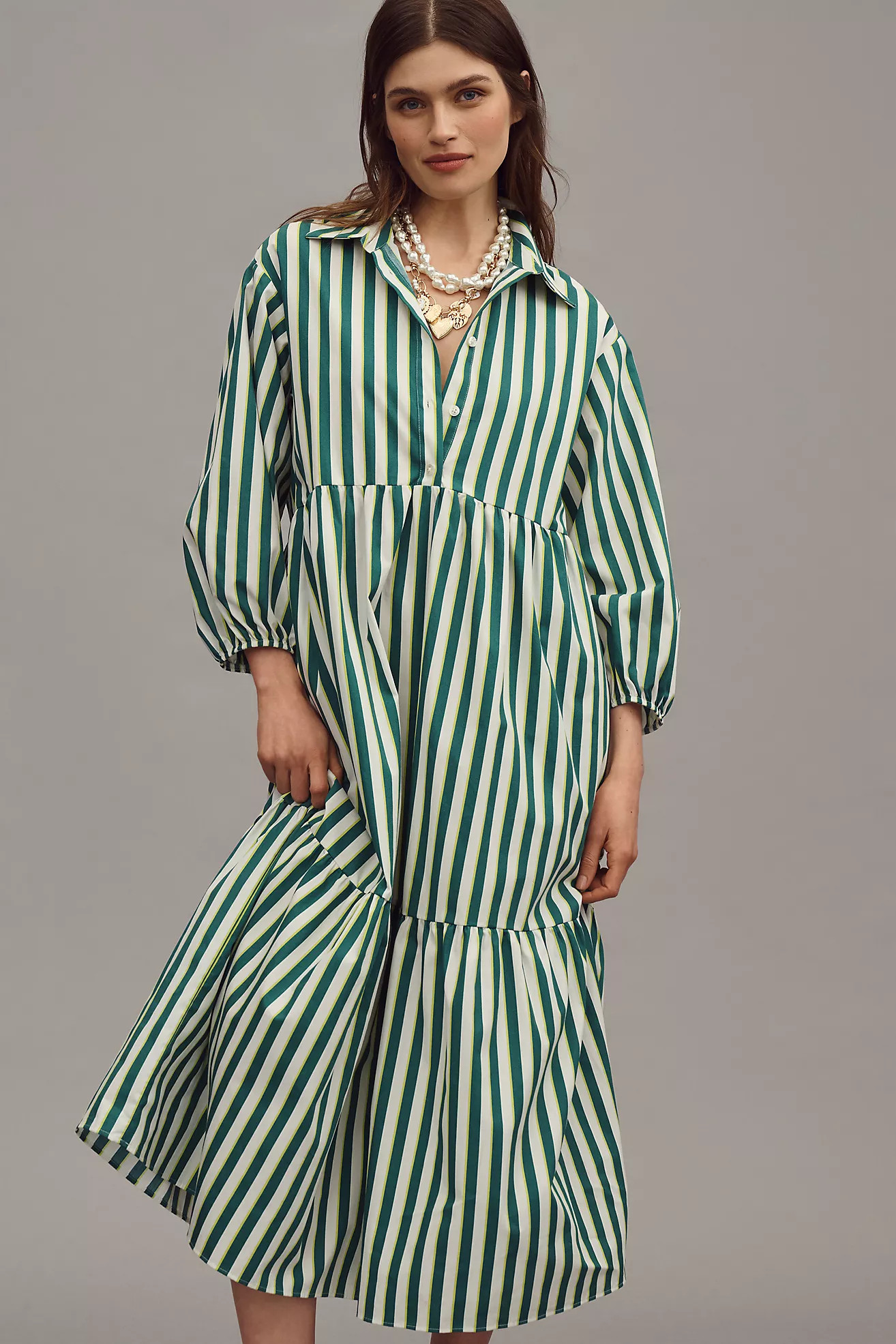 The Bettina Tiered Shirt Dress by Maeve | Anthropologie (US)