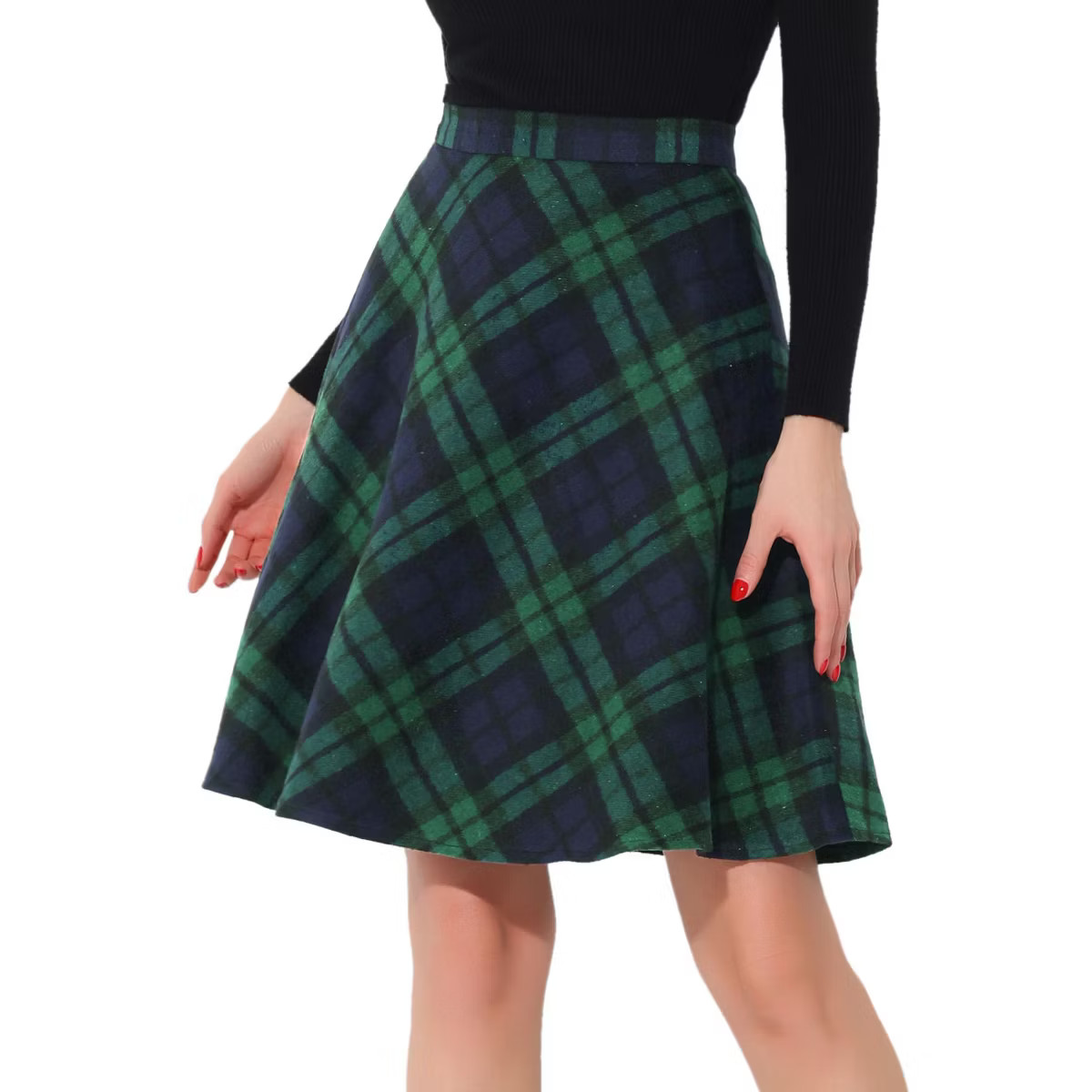 INSPIRE CHIC Women's Christmas Plaids Vintage Tartan Elastic Waist Knee Length A-Line Skirt | Target