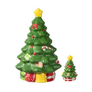 Glitzhome® Dolomite Christmas Tree Cookie Jar Set | Michaels Stores
