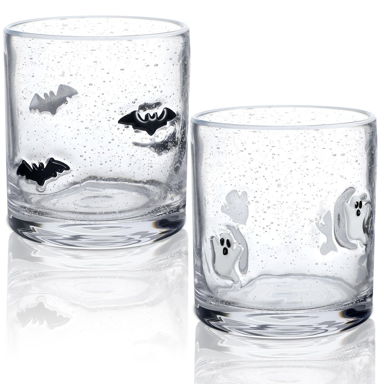 2 Pcs Halloween Icon Juice Glass 14 Ounce Ghost Bat Themed Drinking Cocktails Glasses for Party, ... | Amazon (US)