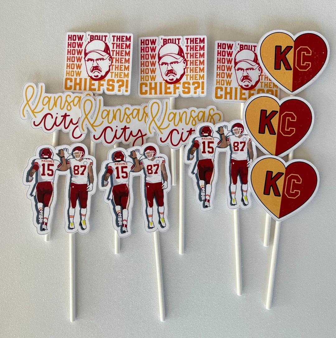 Chiefs Cupcake Toppers Patrick Mahomes Football NFL Football Kansas City Chiefs Football Decor Ch... | Etsy (US)
