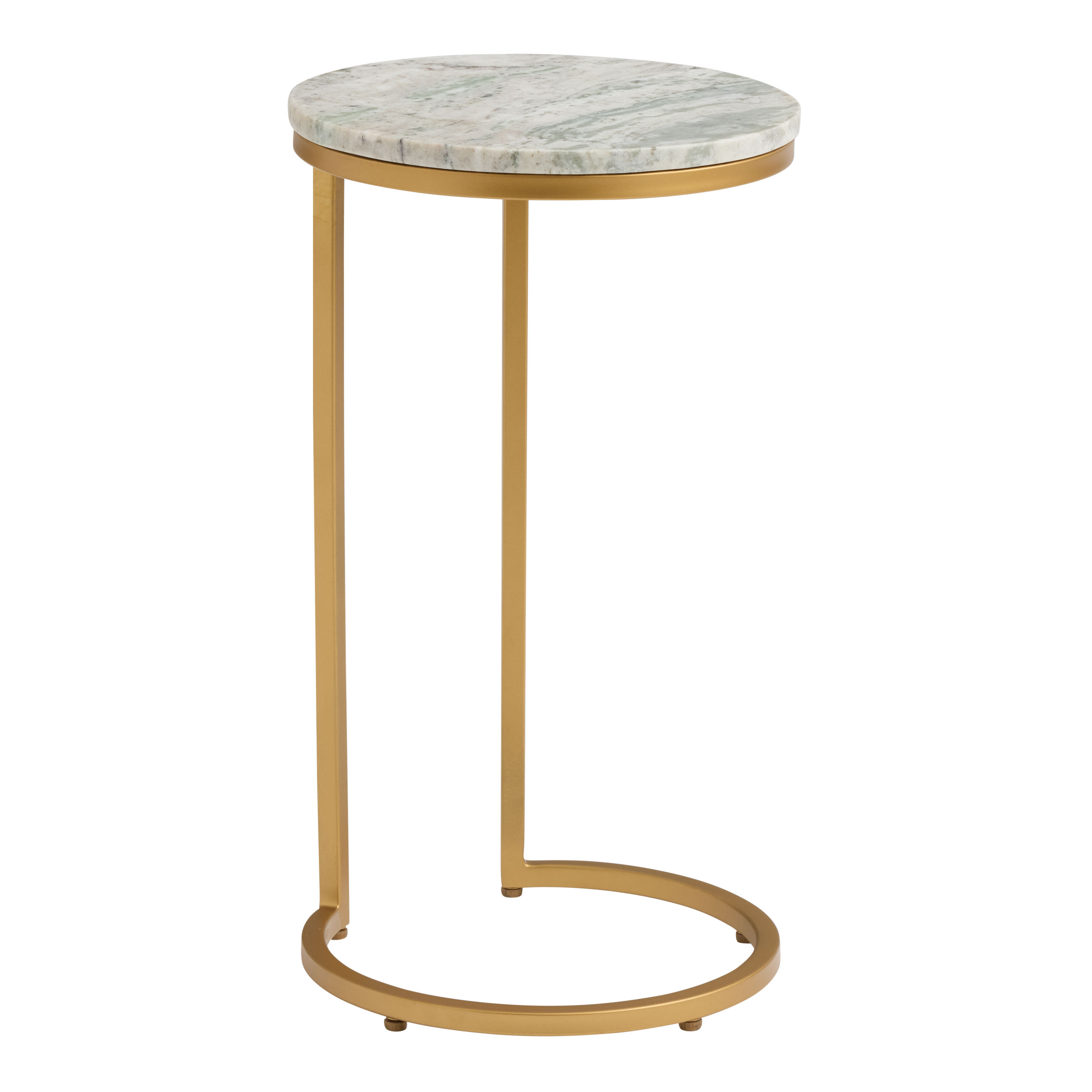 Baylor Marble Top and Gold Metal C Shaped Side Table | World Market