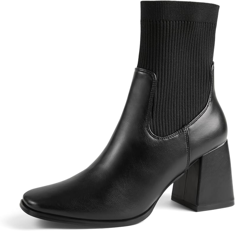 Arromic Women's Ankle Boots Square Toe Elastic Booties Chunky High Heel Stretch Lightweight Comfo... | Amazon (US)