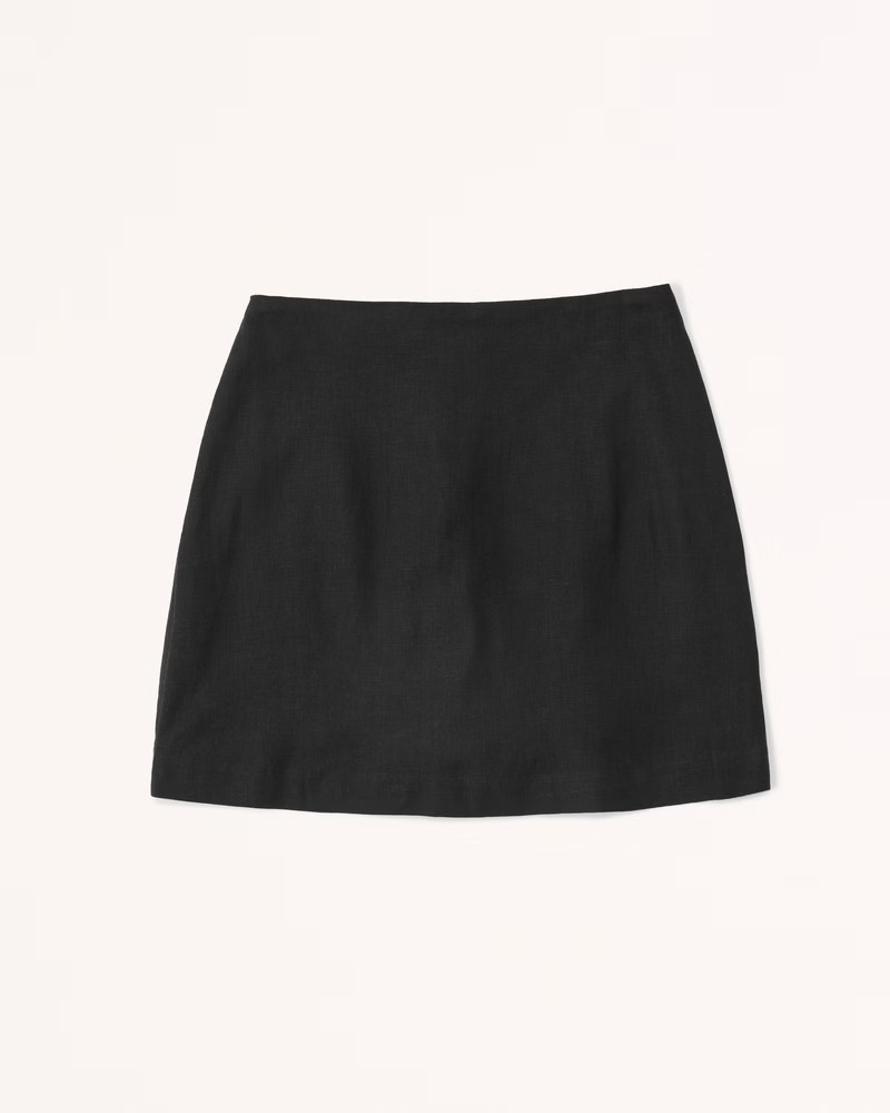 Abercrombie & Fitch Women's Linen-Blend Mini Skort in Black - Size XXS | Abercrombie & Fitch (US)
