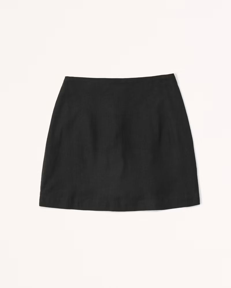 Abercrombie & Fitch Women's Linen-Blend Mini Skort in Black - Size S | Abercrombie & Fitch (US)