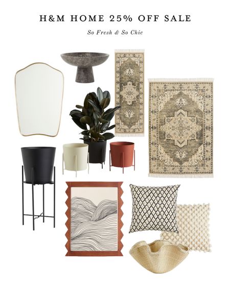 25% off site wide and lots
Of H&M Home new arrivals!
-
Affordable home decor - marble pedestal bowl - gold frame curved wall mirror - patterned traditional rug - patterned neutral runner rug - wooden zig zag frame - textured throw pillow covers - extra large planter with stand - black planter - white planter - rust brown planter - minimalist home decor - shell shaped woven basket - neutral home decor 

#LTKunder50 #LTKsalealert #LTKhome