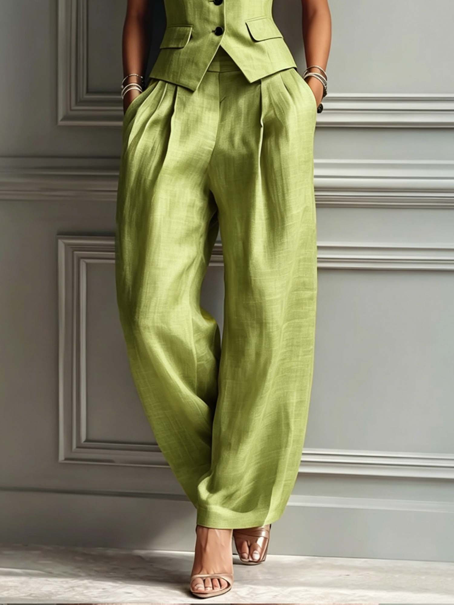 Casual Solid H-Line Straight Leg Pants | Stylewe