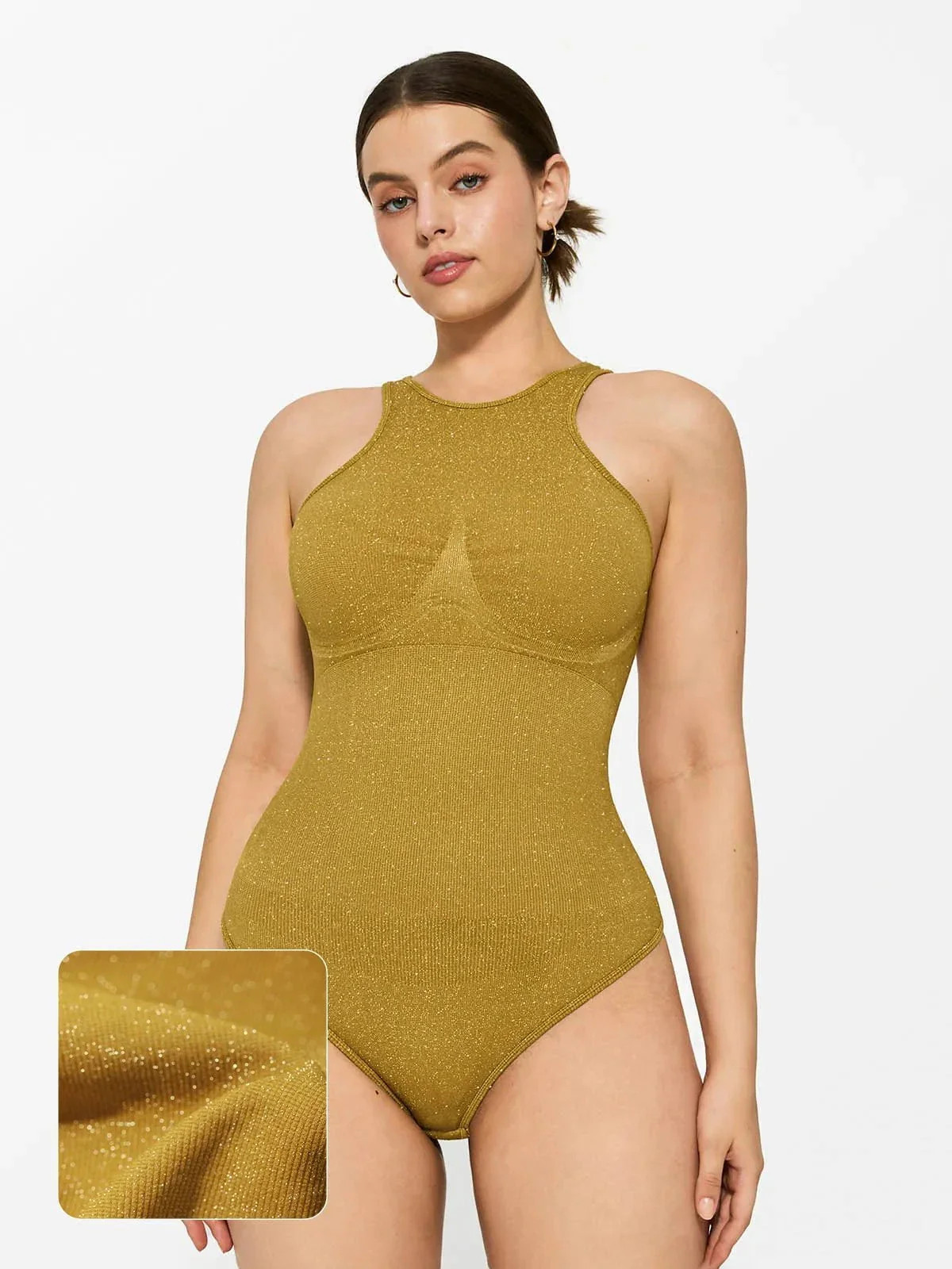 Shapewear Metallic Seamless Tummy-Control Bodysuit | Popilush