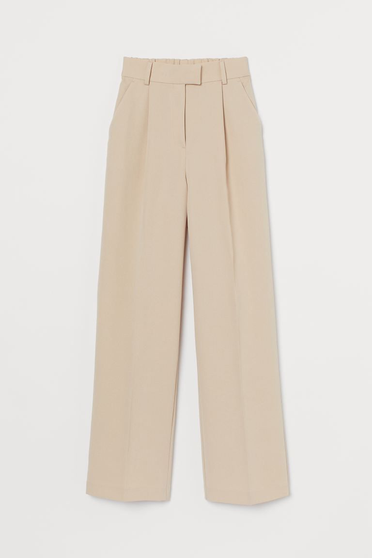 Full-length trousers in twill made from a viscose blend. High waist with a tailored waistband and... | H&M (UK, MY, IN, SG, PH, TW, HK)