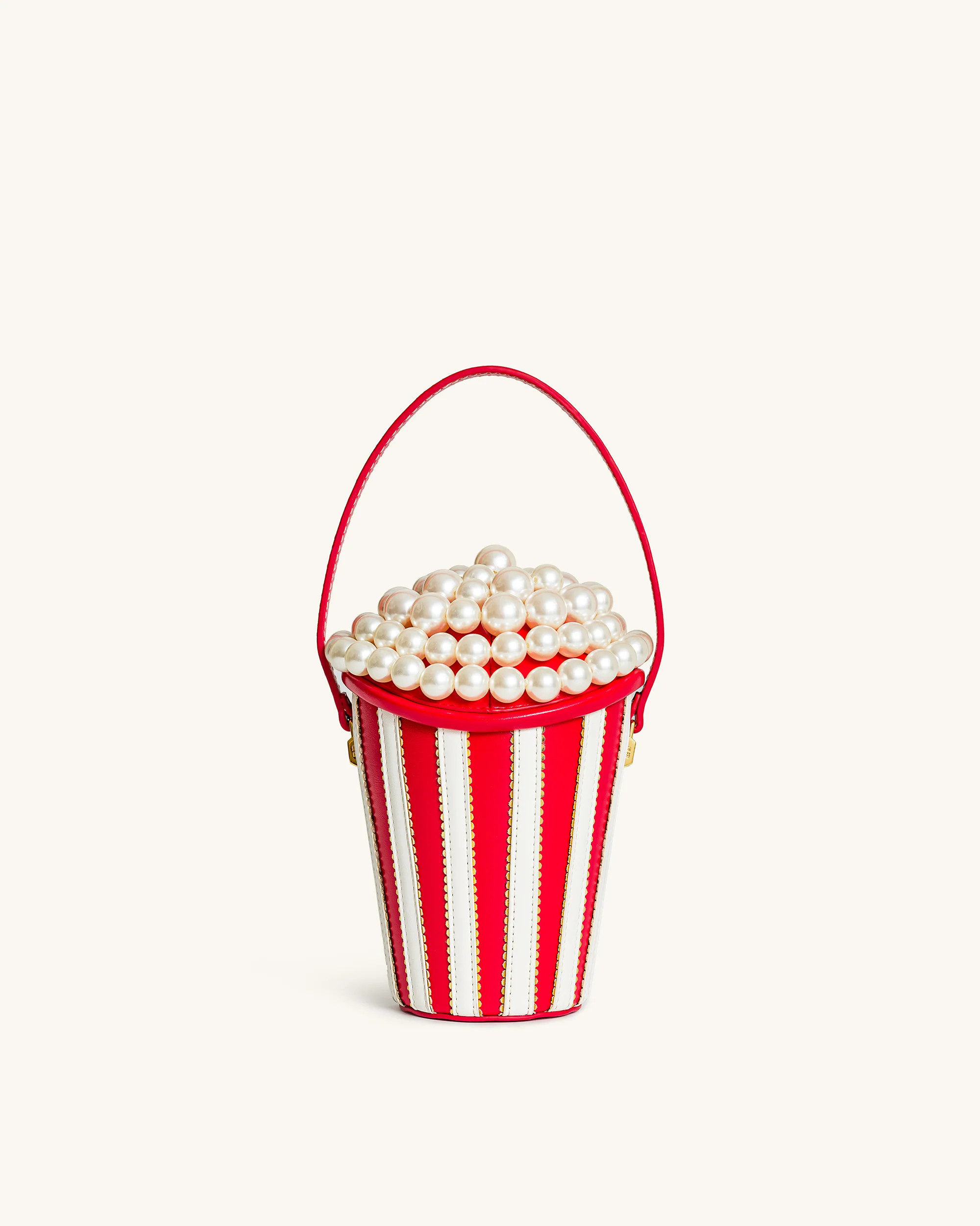 Skylar Faux Pearl Embellished Bucket Bag - Red | JW PEI US