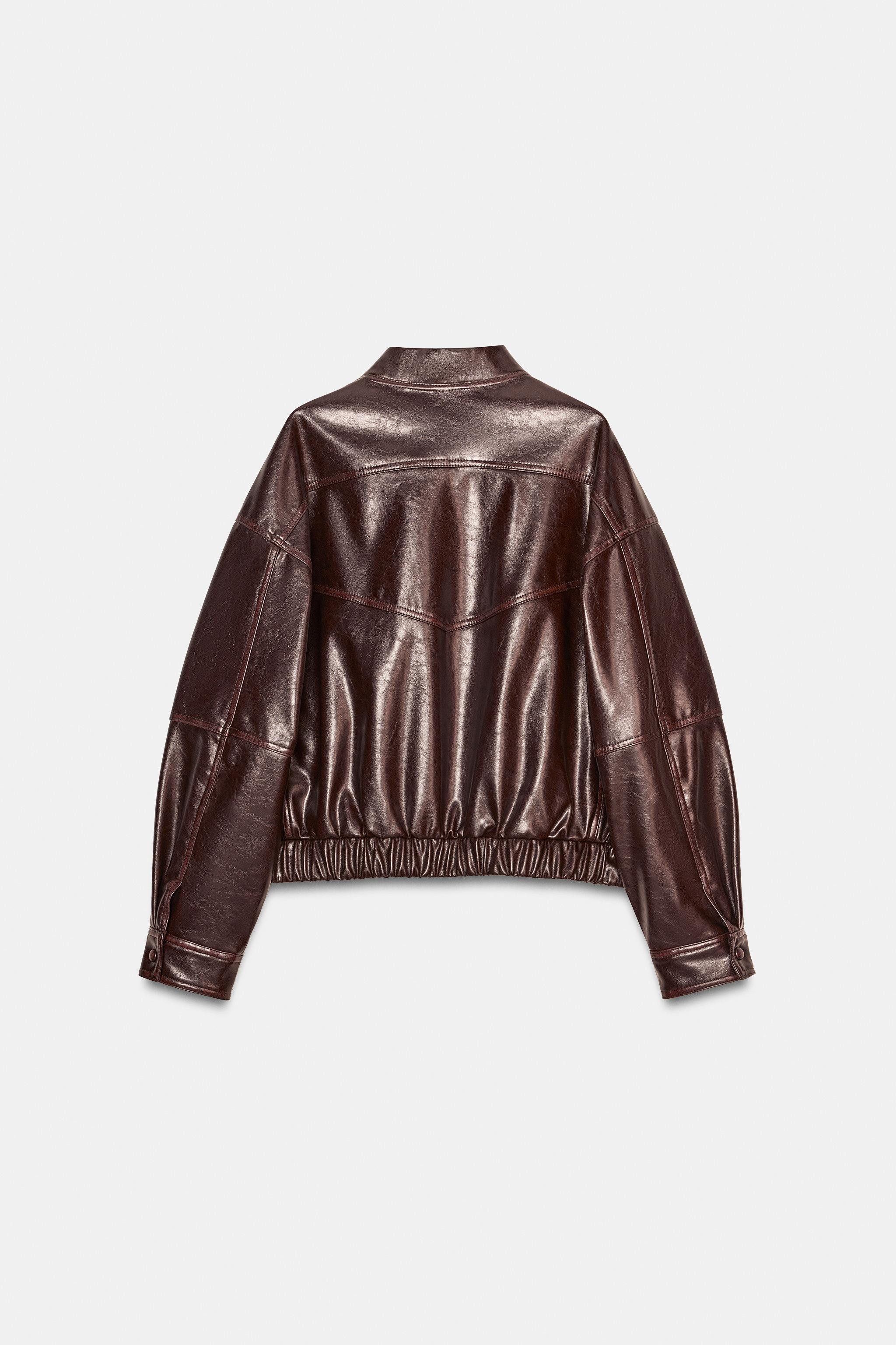 FAUX LEATHER PLEATED JACKET | Zara US