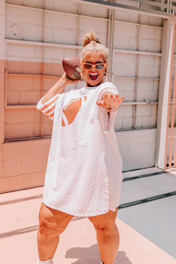 Life Of The Tailgate Sequin T-Shirt Dress Curves | Impressions Online Boutique