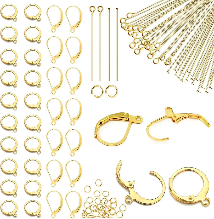180Pcs No Tarnish Leverback Hooks & Pins for Earring Making, stino Hypoallergenic Stainless Steel... | Amazon (US)