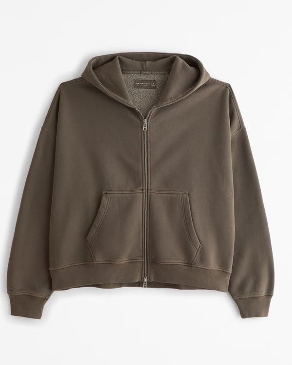Essential Cropped Full-Zip Hoodie | Abercrombie & Fitch (US)